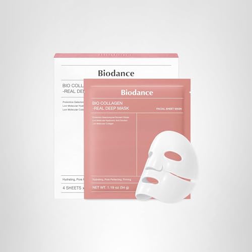 BIODANCE Bio-Collagen Real Deep Mask, Hydrating Overnight Hydrogel Mask, Pore Minimizing, Elasticity, Plumping Improvement, Korean Skin Care, Valentines Day Gifts for Her | 1.19oz(34g) x 4ea