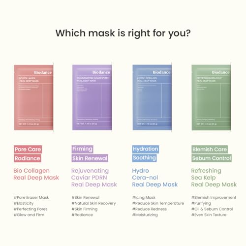 BIODANCE Bio-Collagen Real Deep Mask, Hydrating Overnight Hydrogel Mask, Pore Minimizing, Elasticity, Plumping Improvement, Korean Skin Care, Valentines Day Gifts for Her | 1.19oz(34g) x 4ea