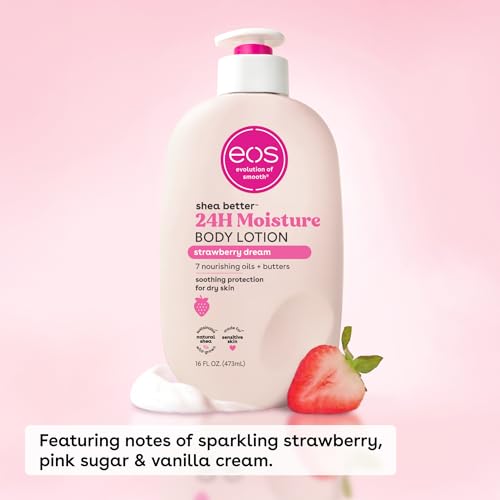 eos Shea Better Body Lotion Vanilla Cashmere, 24-Hour Moisture Skin Care, Lightweight & Non-Greasy, Natural Shea, Vegan, Vanilla Body Lotion, 16 fl oz