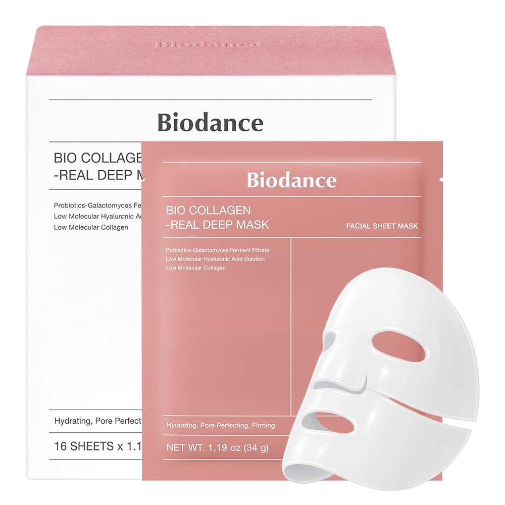 BIODANCE Bio-Collagen Real Deep Mask, Hydrating Overnight Hydrogel Mask, Pore Minimizing, Elasticity, Plumping Improvement, Korean Skin Care, Valentines Day Gifts for Her | 1.19oz(34g) x 4ea