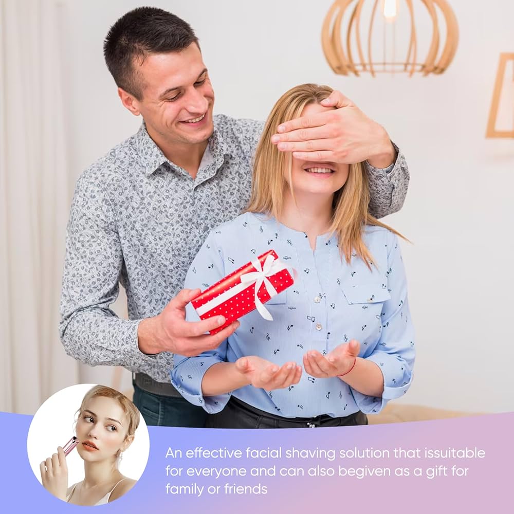 Facial Hair Removal for Women, Device, Remover Women Face, Finishing Touch Upper Lips, Chin & Cheeks, USB Rechargeable with LED LightIncluded Two Replacement Heads（Rose Gold）